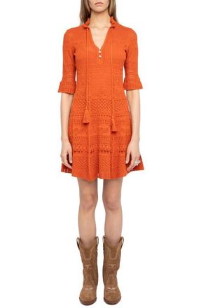 Zadig&Voltaire Memphis Cotton Pointelle Dress in Tangerine at Nordstrom, Size X-Small