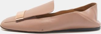 Sergio Rossi Dusty Pink Leather Square Toe Sr1 Oro Rosa Loafers