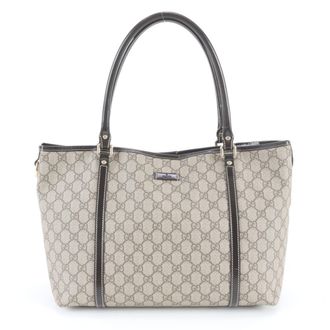 Gucci Beige Brown Coated Canvas Leather Handbag Tote Bag (Pre-Owned)