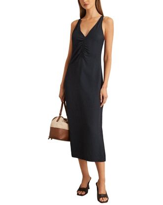 Reiss Pari Ruched Linen-Blend Dress