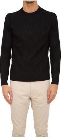 Emporio Armani Stijlvol Zwart Gebreid - Heren - Ronde hals truien - Zwart - L - Wol - Truien & Vesten