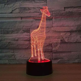 OEM L&aacute;mpara De Noche Infantil Con Forma De Jirafa, Conexi&oacute;n Usb, Recargable, Efecto 3d, 16 Colores Con Mando A Distancia, Ideal Para El Dormitorio, Decora