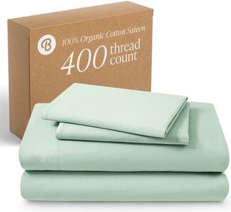 Bare Home 400 Thread Count Organic Cotton Sateen Sheet Set in Willow at Nordstrom, Size Twin X-Long