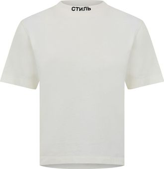 Heron Preston Womens Regular Fit Crew Neck Short Sleeve T-Shirt in White/Black - Size 10 UK
