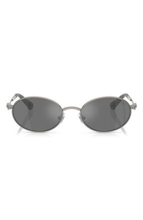 Swarovski 53mm Oval Sunglasses in Gunmetal /Grey Mirror Black at Nordstrom