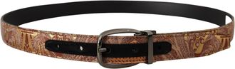 Dolce & Gabbana Mens Multicolor Embossed Leather Black Metal Buckle Belt