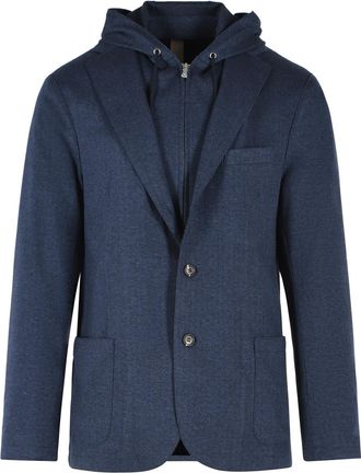 Eleventy Blue Polyester-Blend Single-Breasted Blazer