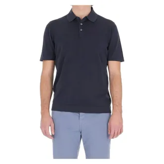 Drumohr Polo Shirts, male, Blue, Size: 2XL Fine-knit Cotton Polo