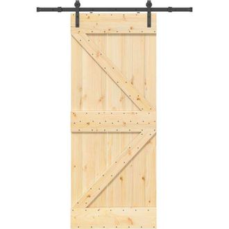 vidaXL Puerta Corredera Con Herrajes Madera Maciza De Pino 85x210 Cm Vidaxl