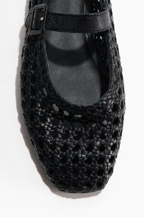 H&M Mary-Jane-Ballerinas aus Leder - Schwarz
