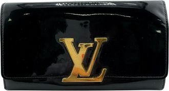 Louis Vuitton Black Leather Long Wallet (Bi-Fold) (Pre-Owned)