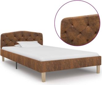 vidaXL Vidaxl - Estructura Cama Sin Colch&oacute;n Piel Ante Sint&eacute;tica Marr&oacute;n 90x200cm