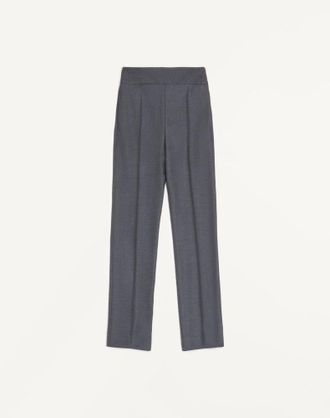 Valentino Pantaloni In Textured Silk Wool Donna GRIGIO SCURO 36