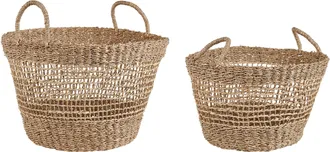 Beliani Beliani - Conjunto De 2 Cestas De Algas Marinas Natural Fabricadas A Mano Con Asas Boho Natural Accesorio Hogar Arowana