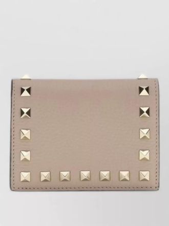 Valentino Garavani calf leather bos taurus studded mini wallet