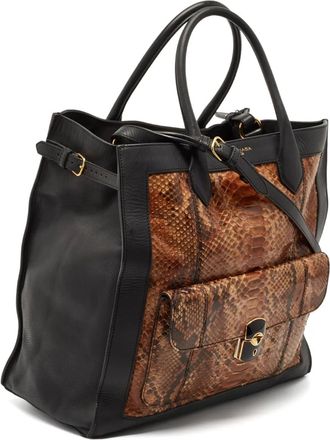 Balenciaga Shopper van pythonleer - Zwart