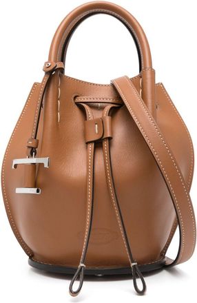 Tod's logo-charm bucket bag - women - Calf Leather - One Size - Brown