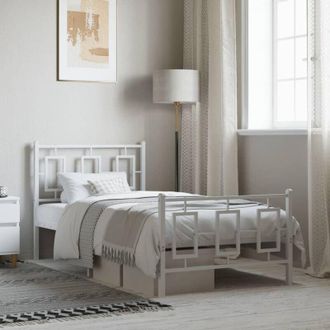 vidaXL vidaXL Giroletto con Testiera e Pediera Metallo Bianco 90x200 cm