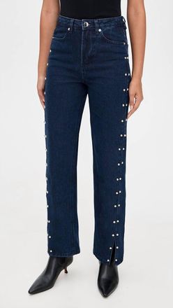 Moon River Stud Detail Denim Jean In Indigo