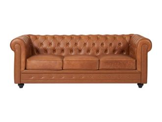 VENTE-UNIQUE.COM Sofá fijo piel 3 plazas camel 205x88cm