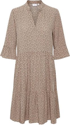 Saint Tropez Tan Pebbles Jurk met Ruchedetails - Dames - Casual kleedjes - Bruin - M - Kleedjes