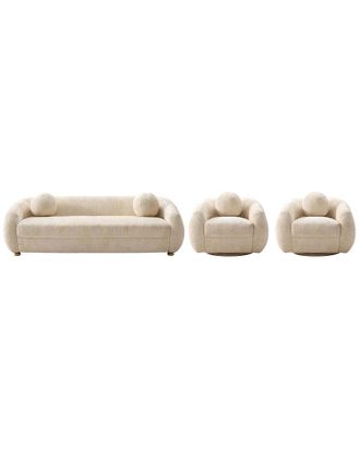 Manhattan Comfort 3Pc Modern Tribeca Chenille 85.8In Sofa & 2 Accent Chairs