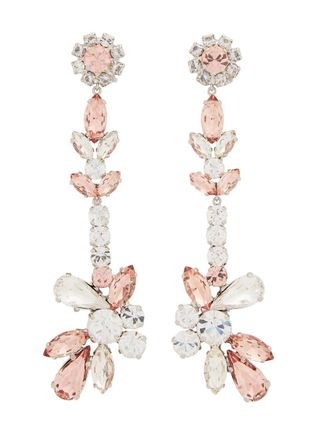 Erdem Crystal-embellished Clip-on Drop Earrings - Pink - One Size