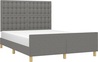 vidaXL Vidaxl - Estructura De Cama Sin Colch&oacute;n Tela Gris Oscuro 140x200 Cm
