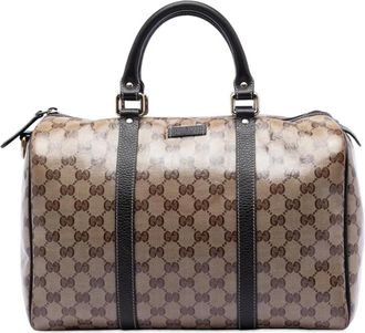 Gucci Pre-owned Handbags, female, Brown, Size: ONE SIZE Pre-owned Printed Top Handle Bag
