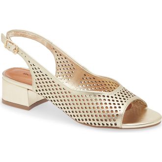 Bottero Botelsa Perforated Open Toe Slingback Pump in Dourado 22 at Nordstrom, Size 10