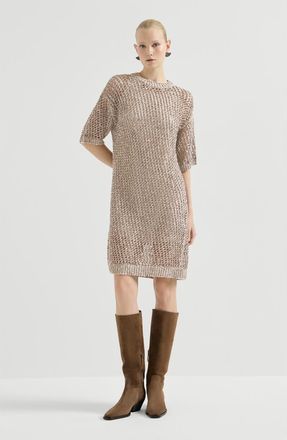 Brunello Cucinelli Dazzling chin&eacute; net dress in Rope at Nordstrom, Size Medium