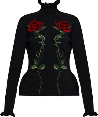 Blumarine Jersey de lana con motivo floral - Knitwear - Mujer - Negro - S