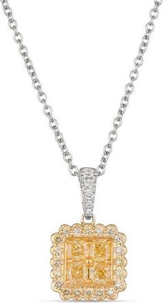 Le Vian Ladies Yellow Diamond Necklaces set in P18 Two Tone Gold
