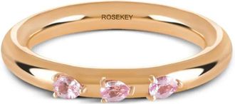 ROSEKEY Anello Leaves of Grass in oro rosa 18 carati con zaffiri