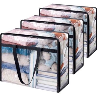 OEM Juego De 3 Bolsas De Almacenamiento Transparentes De 40 Litros, Bolsas De Pvc Para Ropa, Cajas De Almacenamiento Para Mudanzas Para Ropa, Mantas, Jugu
