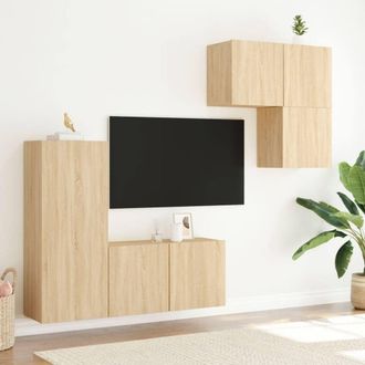 Berkfield Home Versatile 4 Piece TV Wall Units Sonoma Oak Engineered Wood in Tan