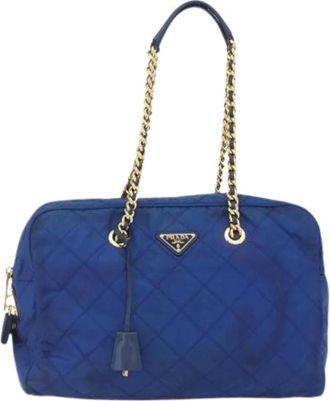Prada Pre-owned Shoulder Bags, female, Blue, Size: ONE SIZE Pre-owned Vintage Nylon Shoulder Bag