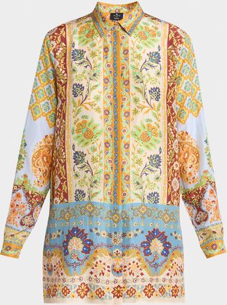 Etro Multicolor Paisley Silk Button-Front Shirt