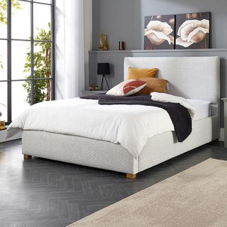 Aspire Home Accents Boucl&eacute; Upholstered Garland Ottoman Bed Frame in Grey | Size: Double
