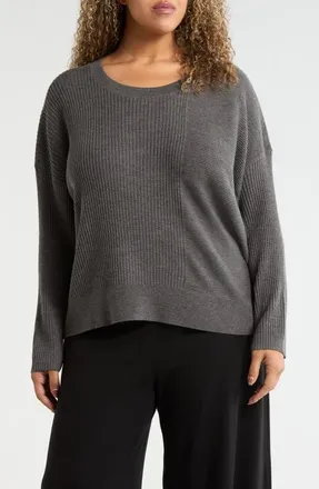 Eileen Fisher Merino Wool Crewneck Sweater in Ash at Nordstrom, Size 2X