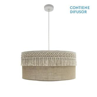 Fabrilamp Fabrilamp - Lampara Colgante Rustica Con Pantalla Acabado Beige Ekaterina