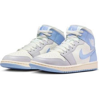 Nike Jordan Air Jordan 1 Mid Sneaker in Psychic Blue/Grey/Sail at Nordstrom, Size 7.5
