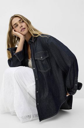 Icone Womens Lightweight denim patch pocket loose shirt