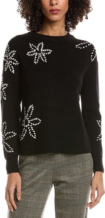 T Tahari Flower Embroidery Sweater