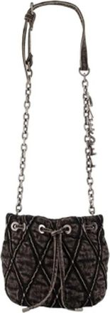 Diesel Charm-D Kleine Portemonnee - Dames - Schoudertassen - Grijs - ONE Size - Katoen - Tassen
