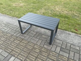Fimous Outdoor Garden Rectangular Coffee table Aluminium Patio Tea Table for Balcony, Terrace, Swimming Pool Dark Grey