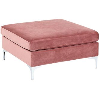 Beliani Beliani - Otomana De Terciopelo Rosa Reposapi&eacute;s Patas Metal Coj&iacute;n Glamour Evja