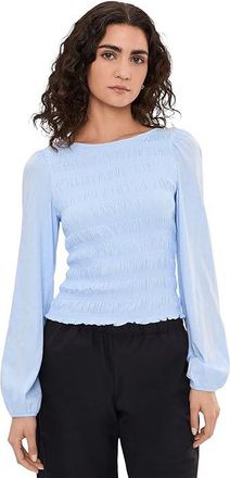 Madewell Smocked Boatneck Top Womens Clothing Sky Blue : XL (Womens 14-16), Cotton