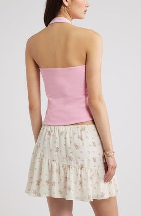 BP. Stretch Cotton Halter Top in Pink Sweet at Nordstrom, Size Xx-Small
