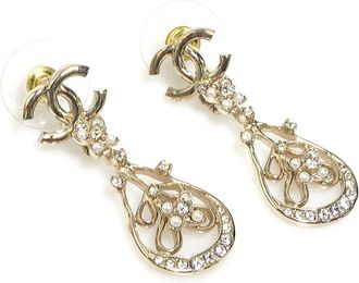 Chanel gold Metal Rhinestone Stud Earrings (Pre-Owned)